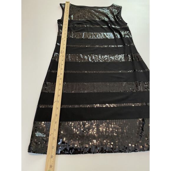NWT $120 White House Black Market Size XS Black Sequin Striped Sleeveless Dress - Picture 4 of 6